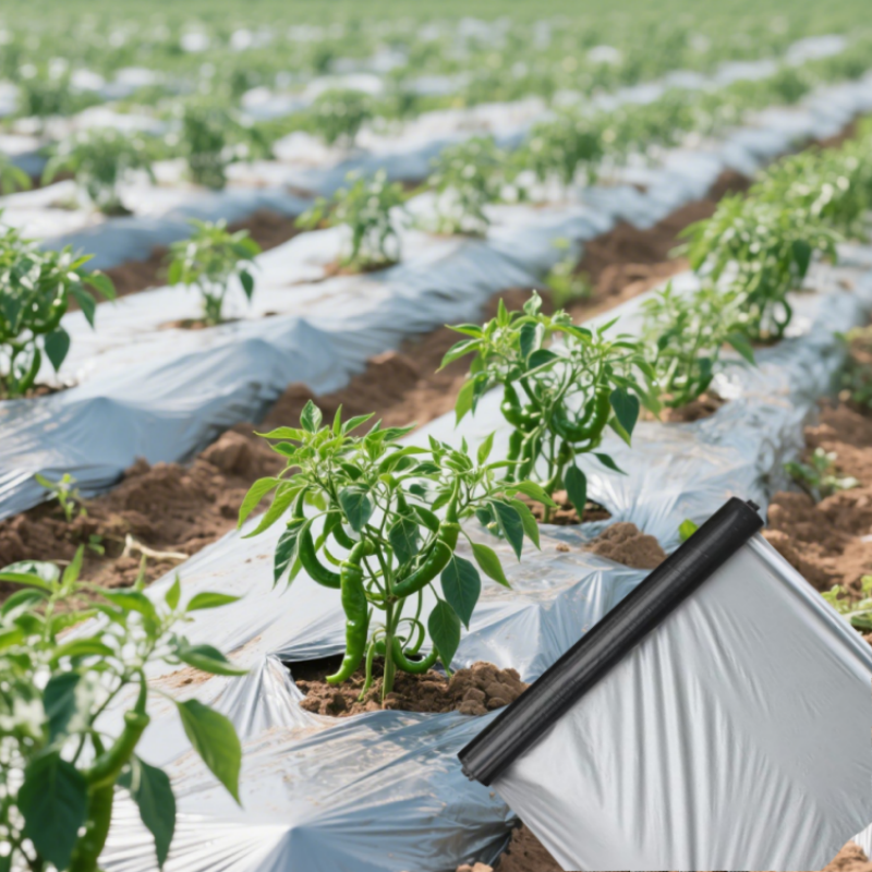Silver and Black Mulch Film